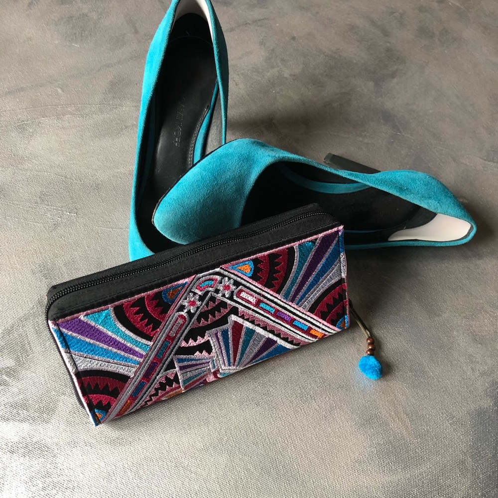 Art Deco Tribal Graphic Embroidered Wallet / Purse - Picture 3 of 6